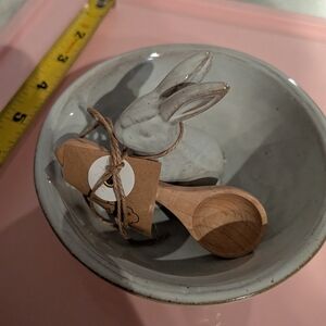 Mud Pie Bunny Bowl Tidbit, White; 5.75" dia x 4" ; spoon: 3.5" Candy Dish